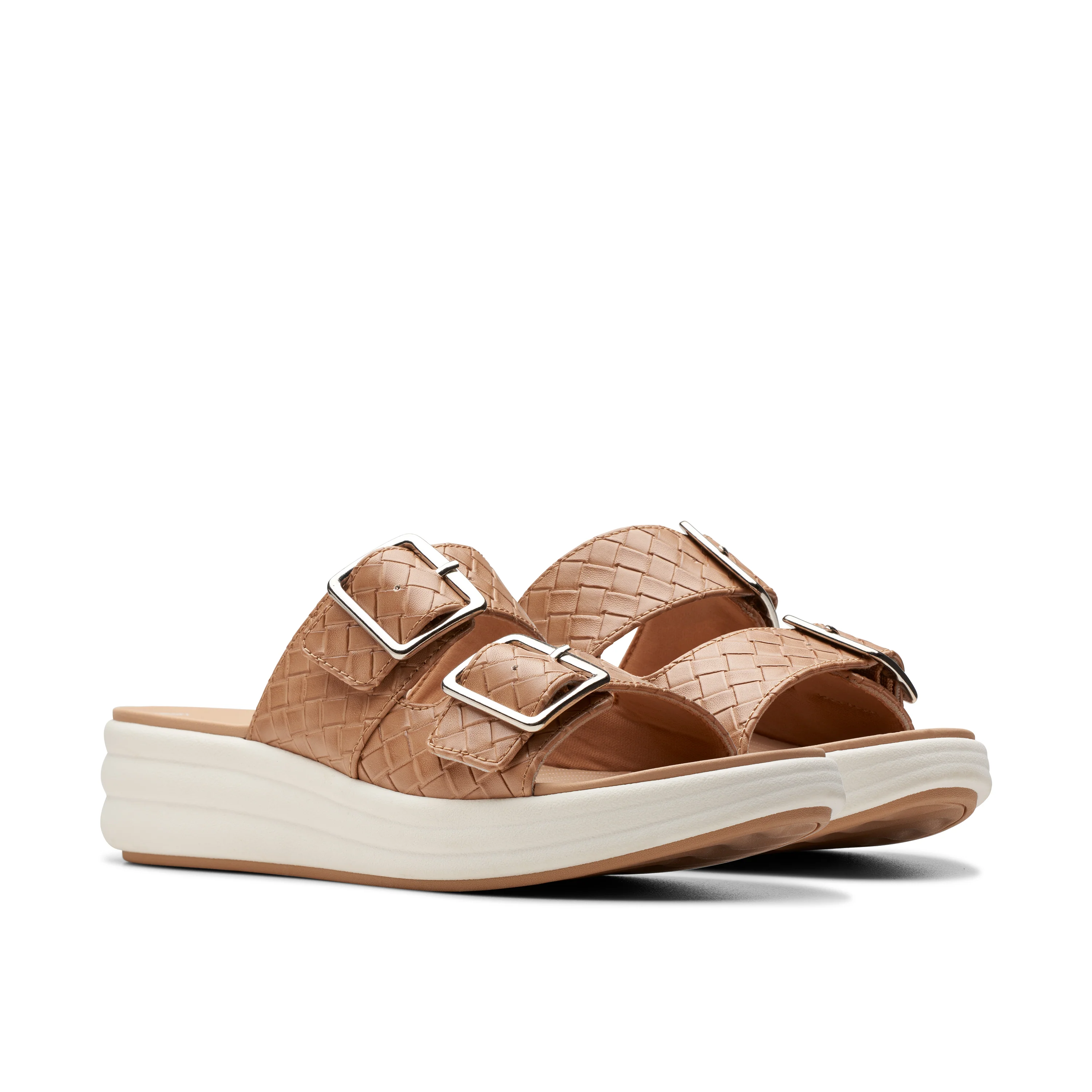 Clarks Women Drift Buckle Beige Slide - Image 4